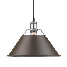 Golden 3306-L PW-RBZ - Yep by Golden Lighting Orwell 1-light 14in Pendant in Pewter and Rubbed Bronze shade